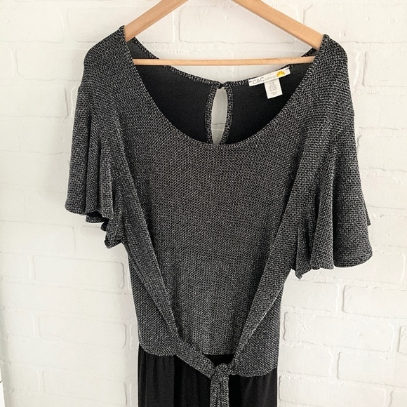 C&C California Jumpsuit Silver Black Wide leg Tie front Bow Plus Size 3X - Picture 7 of 15